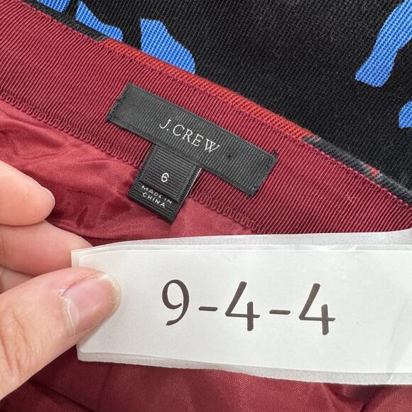 J Crew Skirt Womens 6 Red Black Blue Firework Floral Cotton Lined‎ A Line Mini - Picture 5 of 10